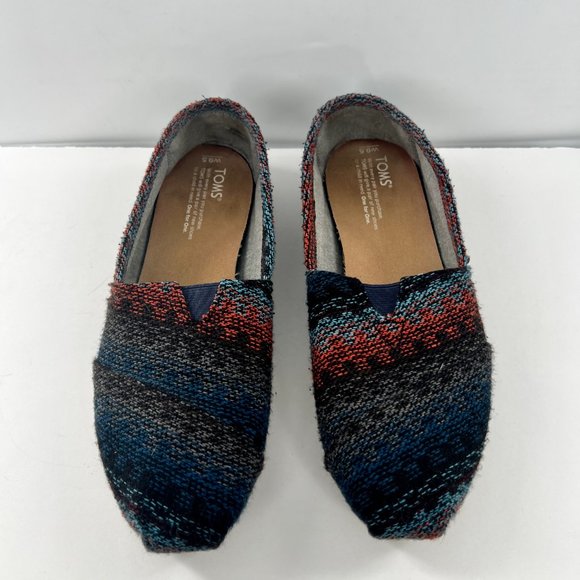 Toms Classics Rust Women's Aztec Print Slip On Flat Shoes Size 9.5W - Picture 2 of 7